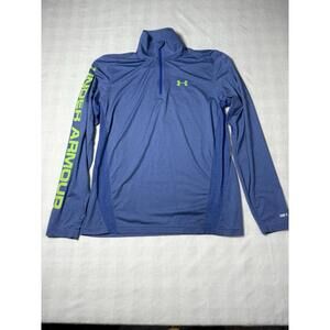 Under Armour Shirt Men Medium Blue Long Sleeve Zip Loose Fit IsoChill Fishing